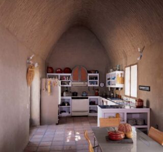 Kitchen Of Off Grid Adobe Home